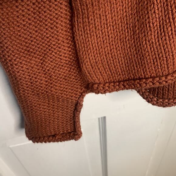 Pure Handknit Rust Cowl Neck Sweater W-250 Size Large/X-Large - Picture 6 of 9
